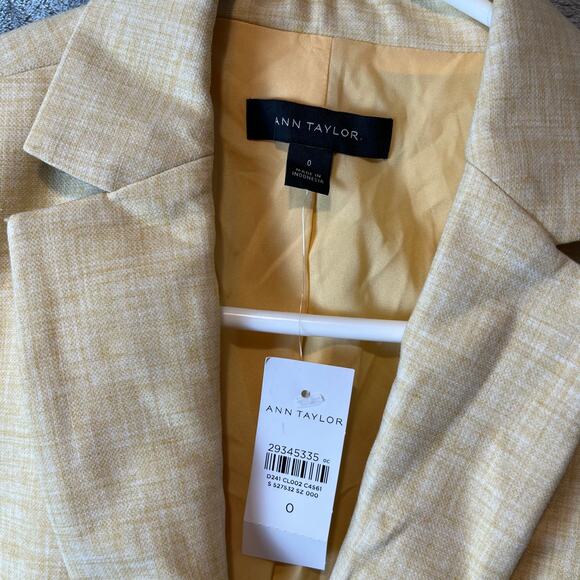 Ann Taylor Crosshatch Long Blazer Size 0 Yellow New Office Work Career - Picture 3 of 7